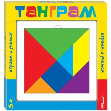 Игра-головоломка Step Puzzle "Танграм", дерево, 7 цветов